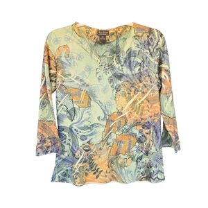 NWOT Jane Ashley 3/4 Sleeve V-neck Top, sz. S